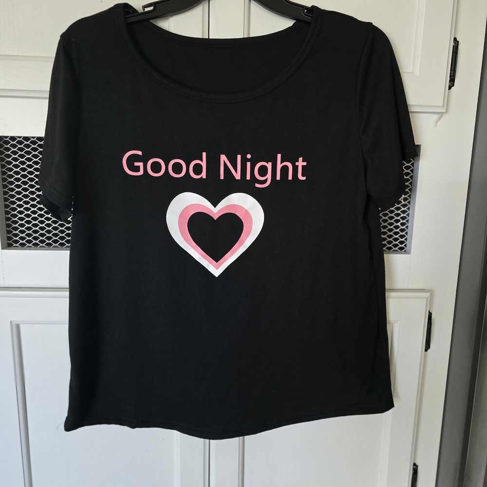 ⭐️ Black 'Good Night' Heart Print Sleep Tee